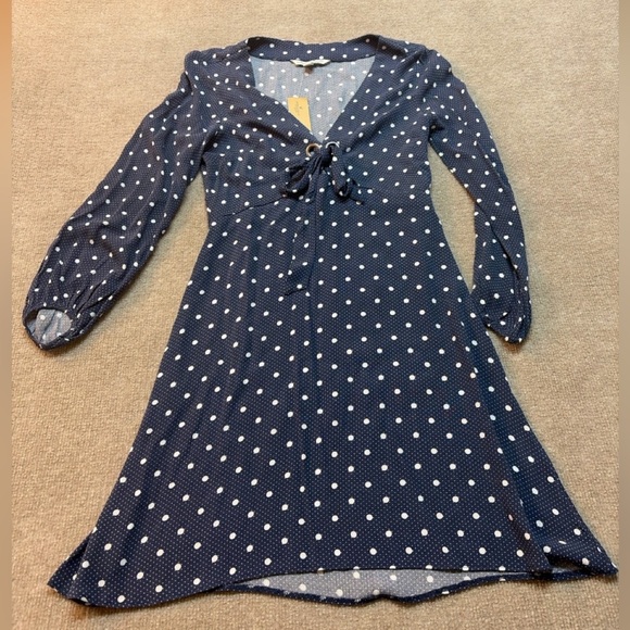 American Eagle Outfitters Dresses & Skirts - American Eagle Navy Polka Dot Lace Up Midi Dress XS NWT 1932
